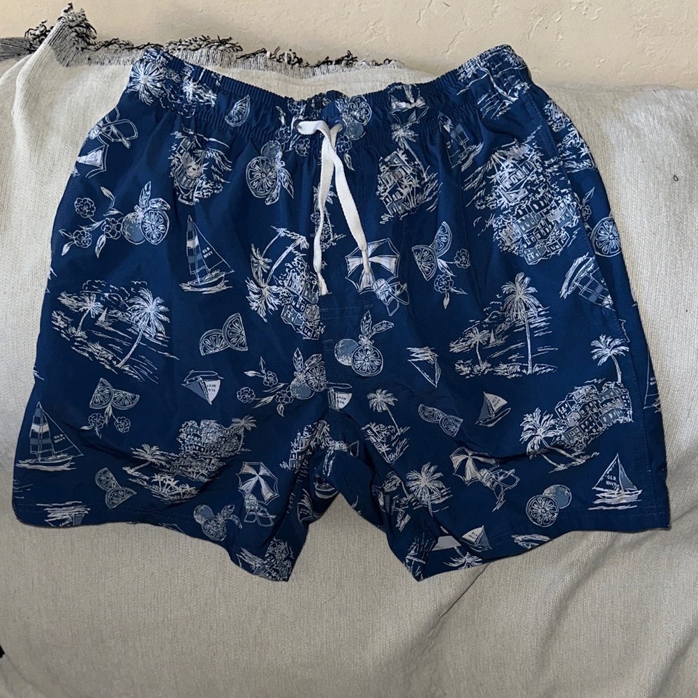 Old navy small Nautical Blue and white Swim trunks